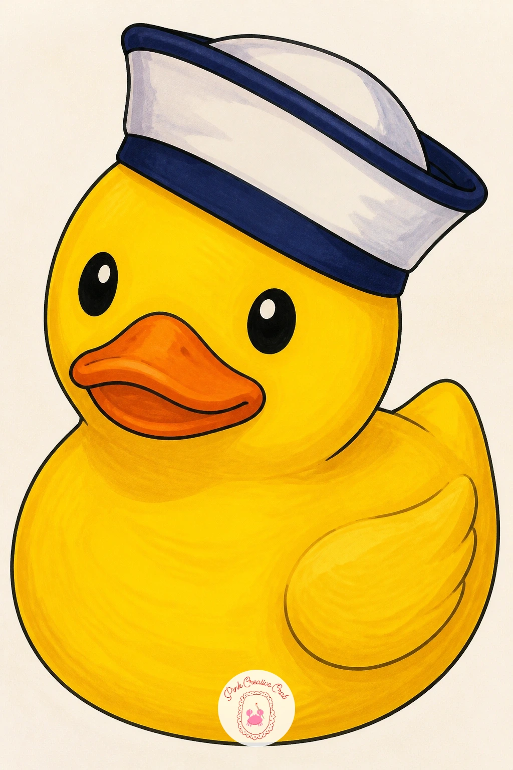 Duck In A Sailor Hat — Give your duck a little uniform next by drawing a duck in a sailor hat, tipped at a jaunty angle on its round head. Rubber duck drawing