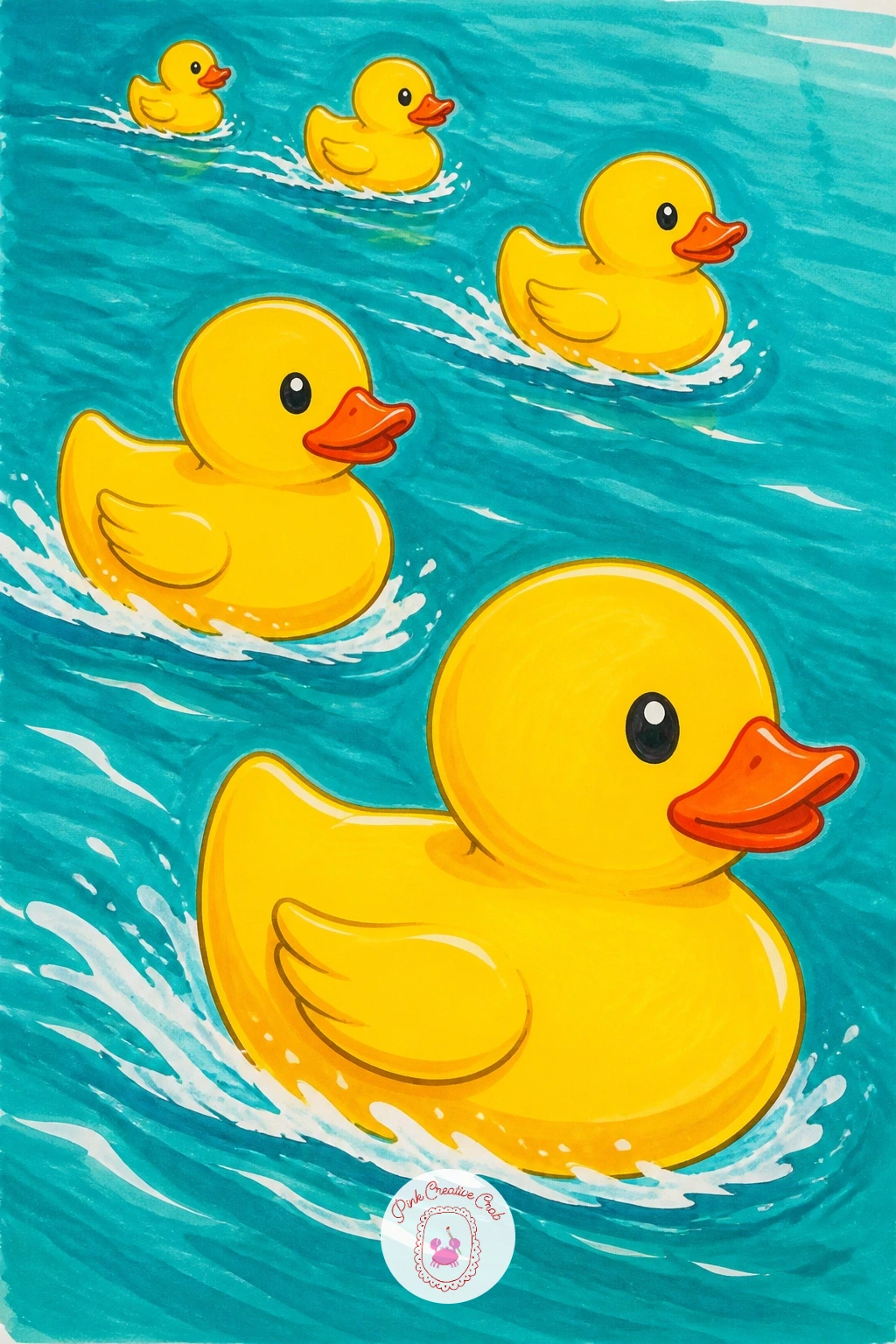 Rubber Duck Race On A River — Bring a crowd into it with a rubber duck race on a river, several ducks bobbing along at different points in the current. Rubber