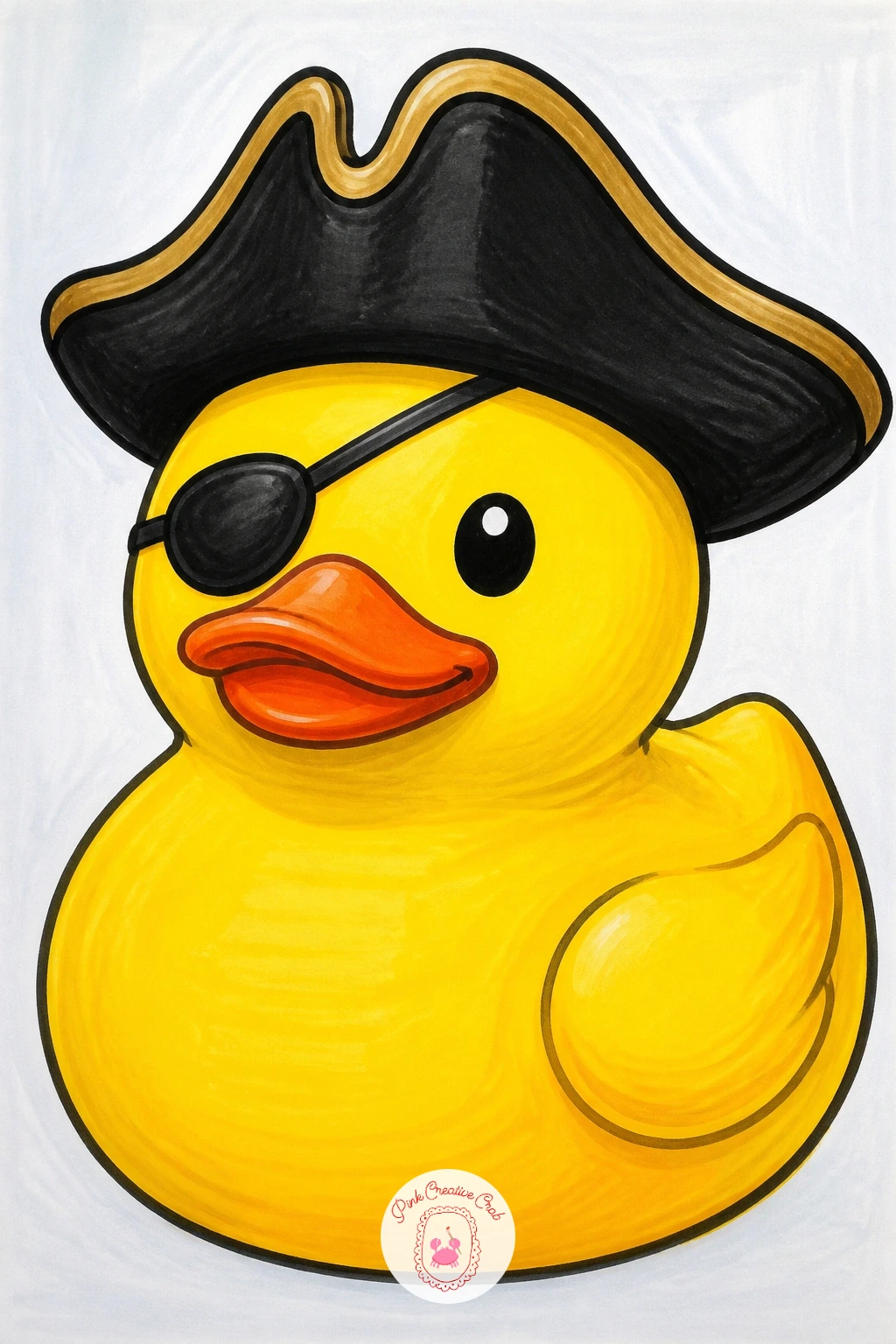 Duck In A Pirate Hat — Give the duck a second costume with a duck in a pirate hat, the classic black tricorn tilted low over one eye. Rubber duck drawing