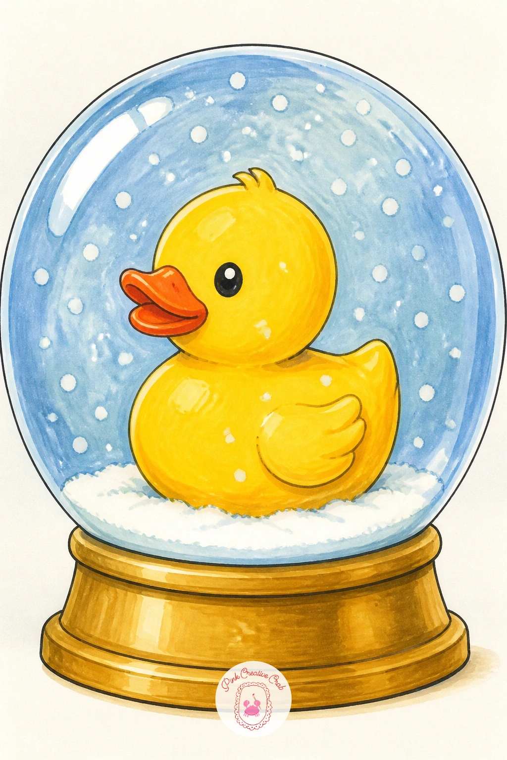 Duck In A Snow Globe — Shift into a cosier mood with a duck in a snow globe, sealed inside the round glass dome with snow drifting around it. Rubber duck