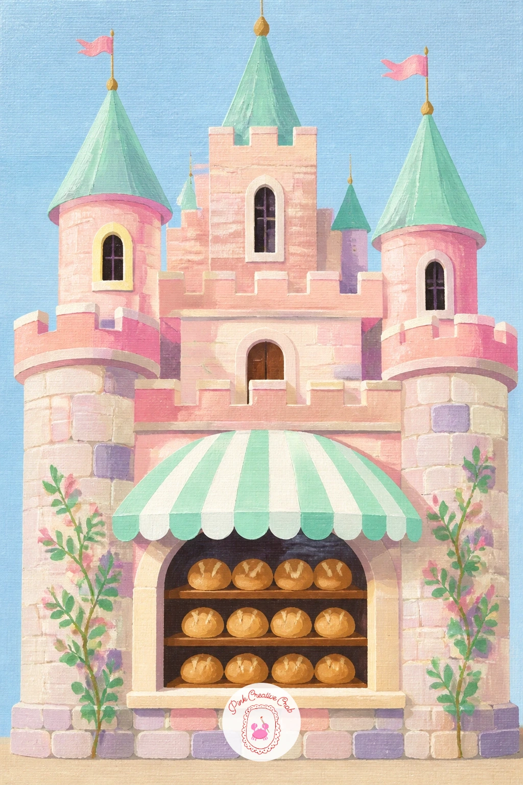 Castle Bakery — Bring food into the kingdom with a castle bakery, its lower floor turned into a little shopfront. Castle drawing