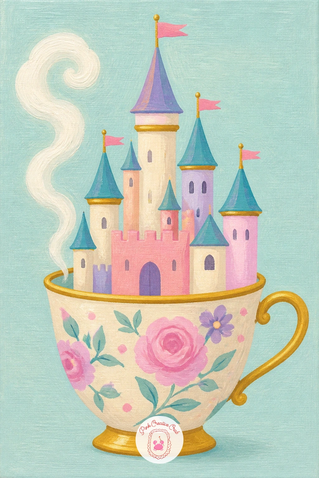 Castle in a Teacup — Shrink the whole kingdom down for a castle rising from inside a teacup, one of the sweetest small scenes in this list. Castle drawing