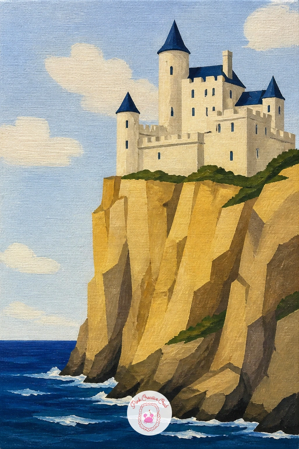 Castle on a Cliff by the Sea — Take the kingdom to the coast with a castle perched on a cliff above the sea. Castle drawing
