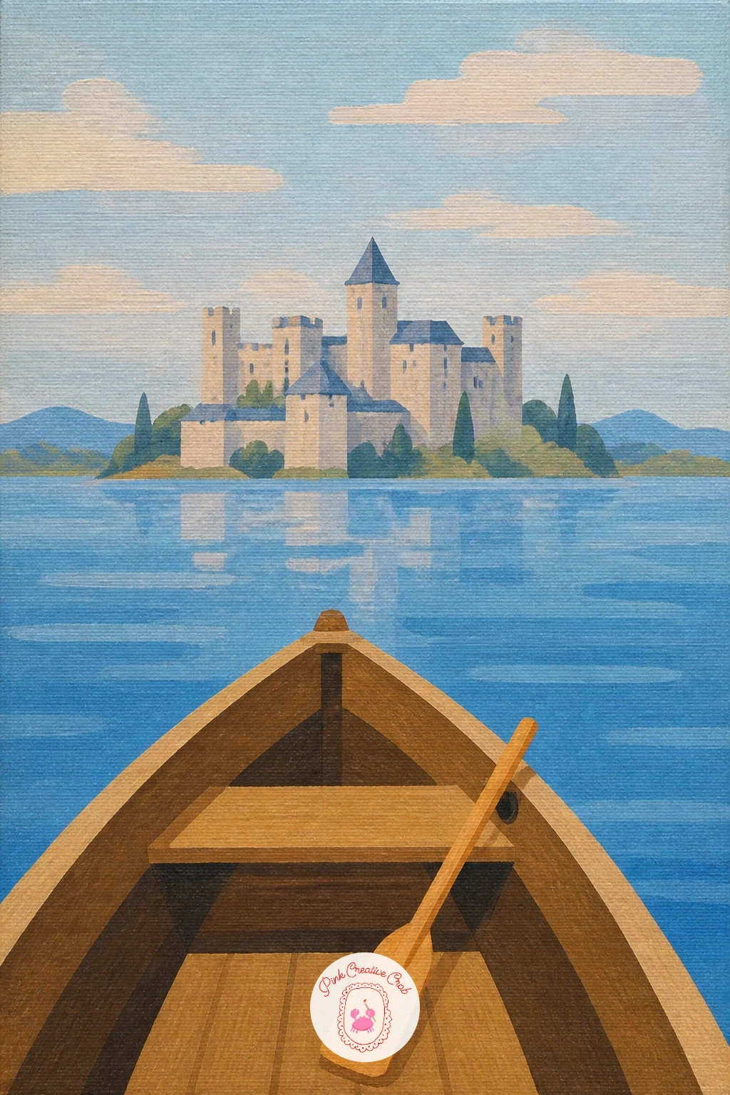 Castle Seen From a Rowing Boat — Change the viewpoint for this one with a castle seen from inside a small rowing boat out on the water. Castle drawing