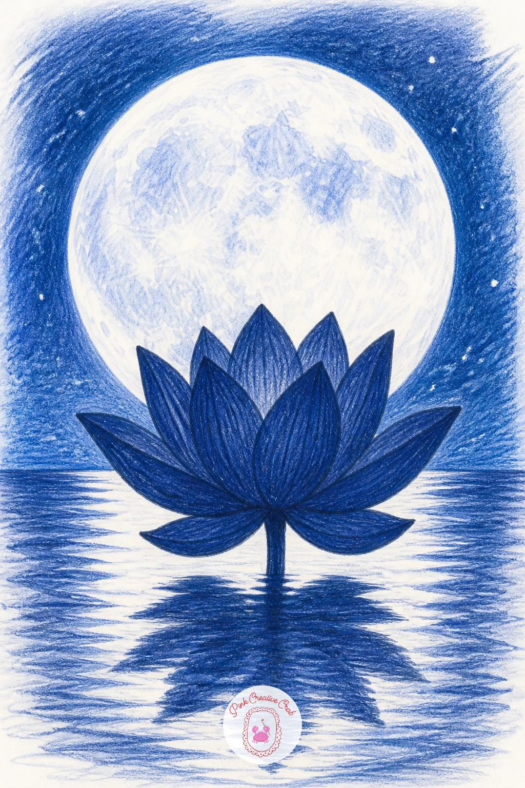 Lotus With a Full Moon Reflection — Give this one a quiet night mood: a lotus bloom silhouetted against a full moon with its reflection rippling on dark water