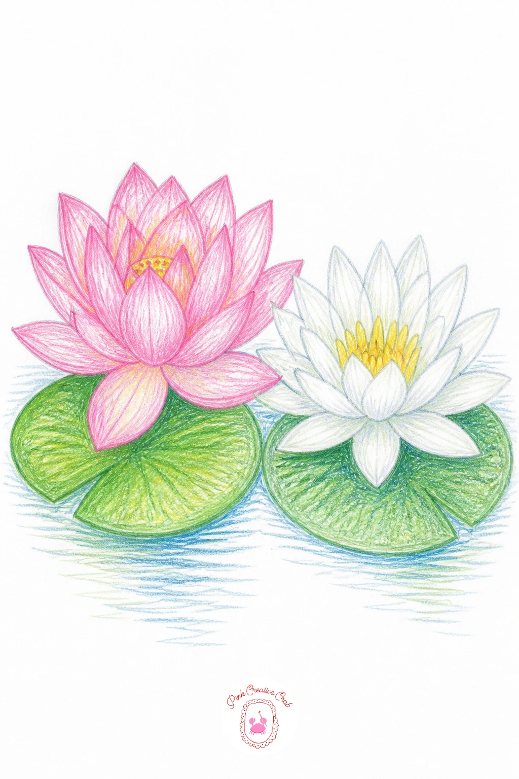 Lotus and Water Lily Side by Side — Bring the two main flowers of this whole article together now, a lotus and a water lily floating side by side so the