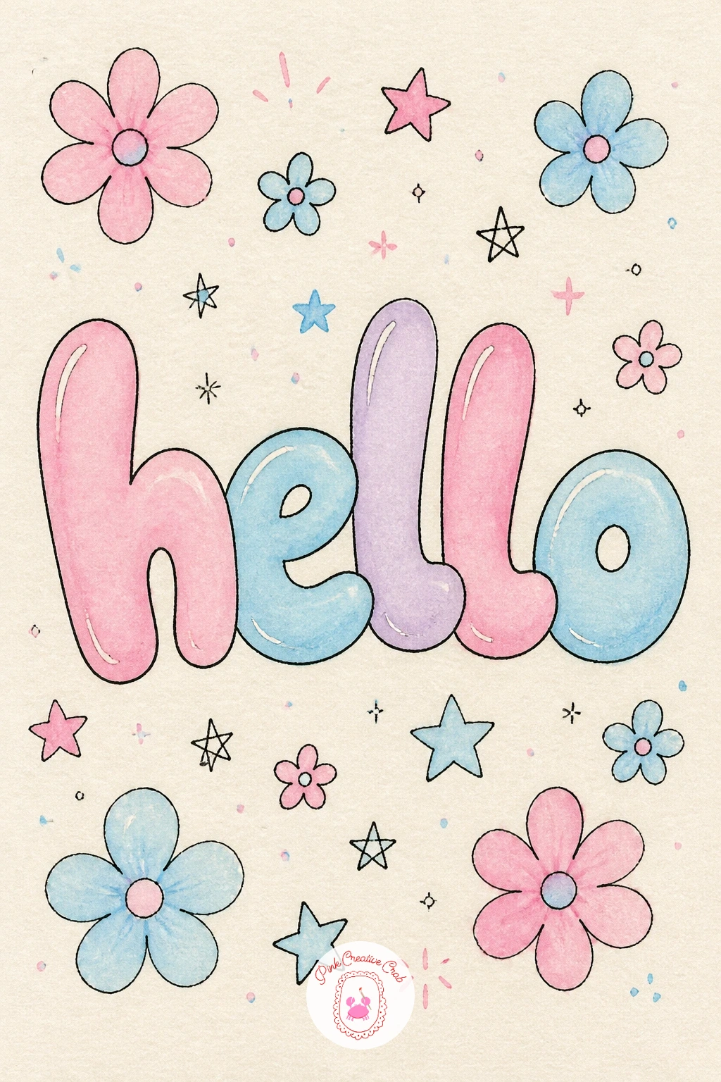 Hello Bubble Letter Page — Start the whole journal with a hello page, because a big friendly word is the easiest thing to draw well on your first try. Journal