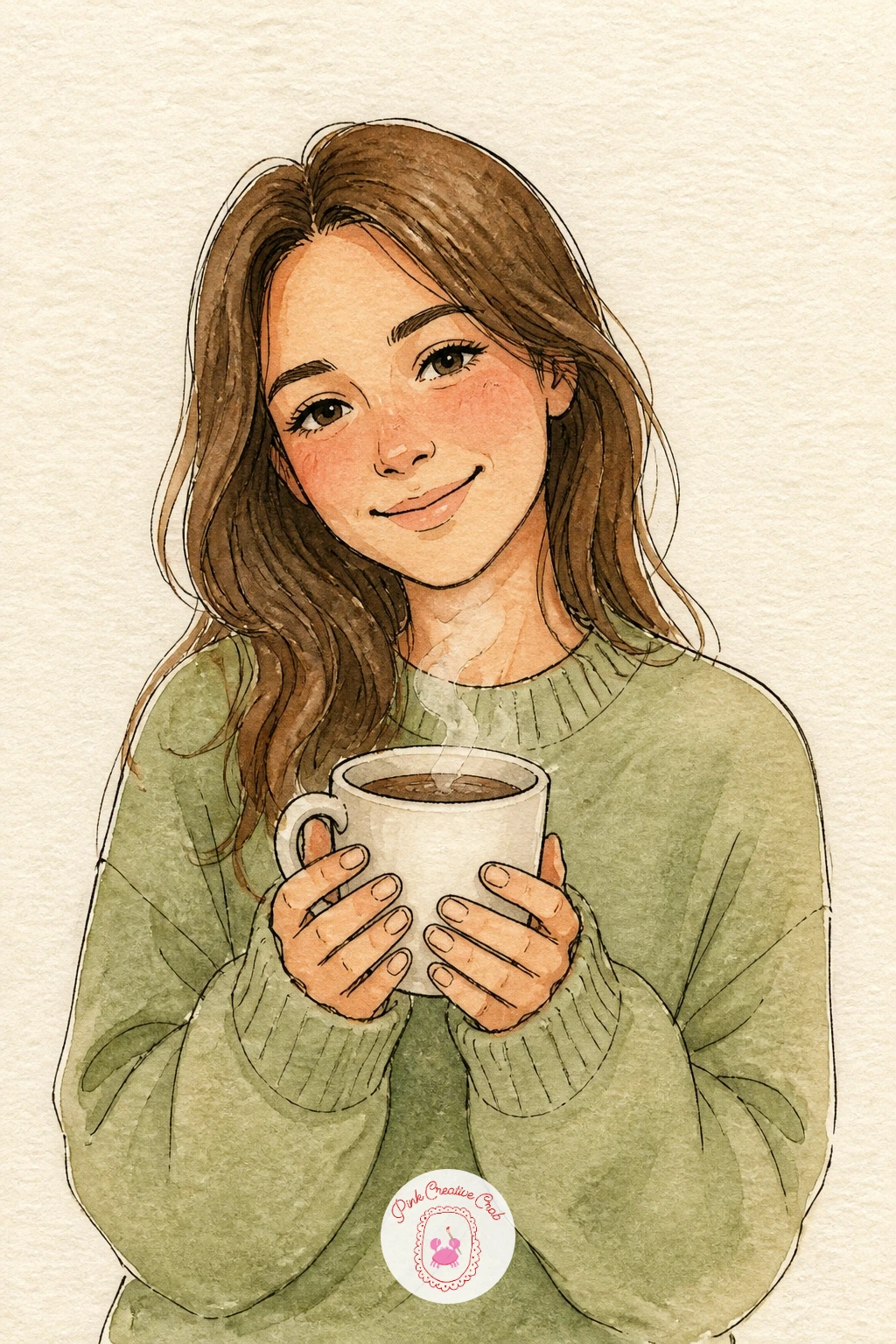 Self Portrait With Coffee — Move from symbols into yourself with a simple self portrait holding a cup of coffee, a nice way to mark exactly who is starting