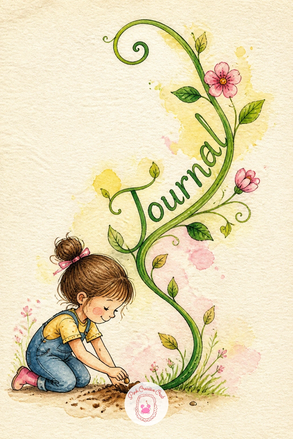 Little Girl Planting a Seed — Carry the idea of a beginning further with a little girl planting a seed that grows up into your journal title, since the image