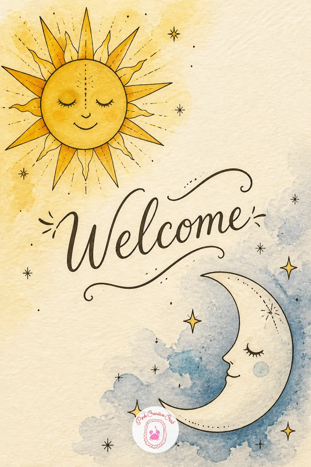 Moon and Sun Welcome Page — Split the page between a moon and a sun for a welcome page that works for both morning and night pages ahead. Journal first page