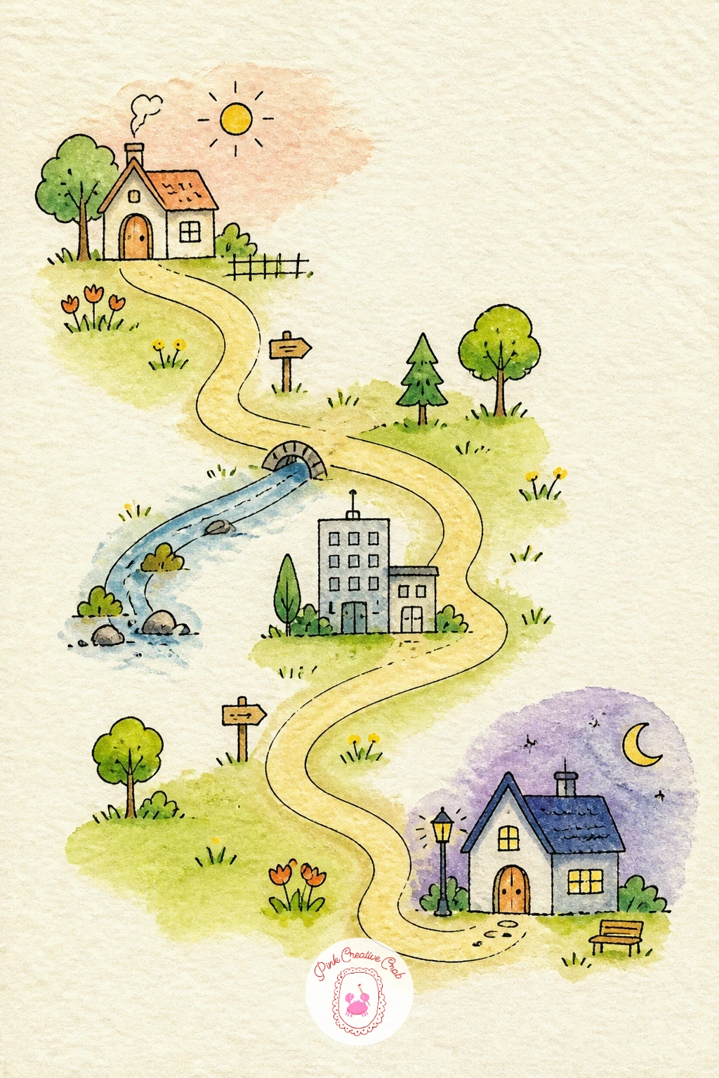 Tiny Map of My Day — Sketch a tiny map of your day as a playful alternative to a written schedule, treating morning, afternoon and evening as little landmarks