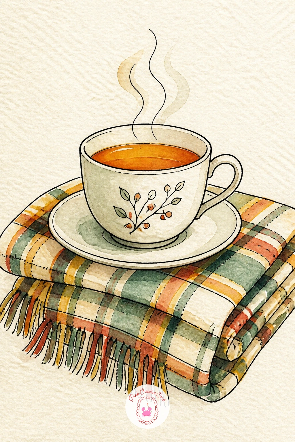 Teacup and a Cozy Blanket — Settle into something cozier with a simple teacup resting on a folded blanket, a page that suits a journal meant for quiet evening