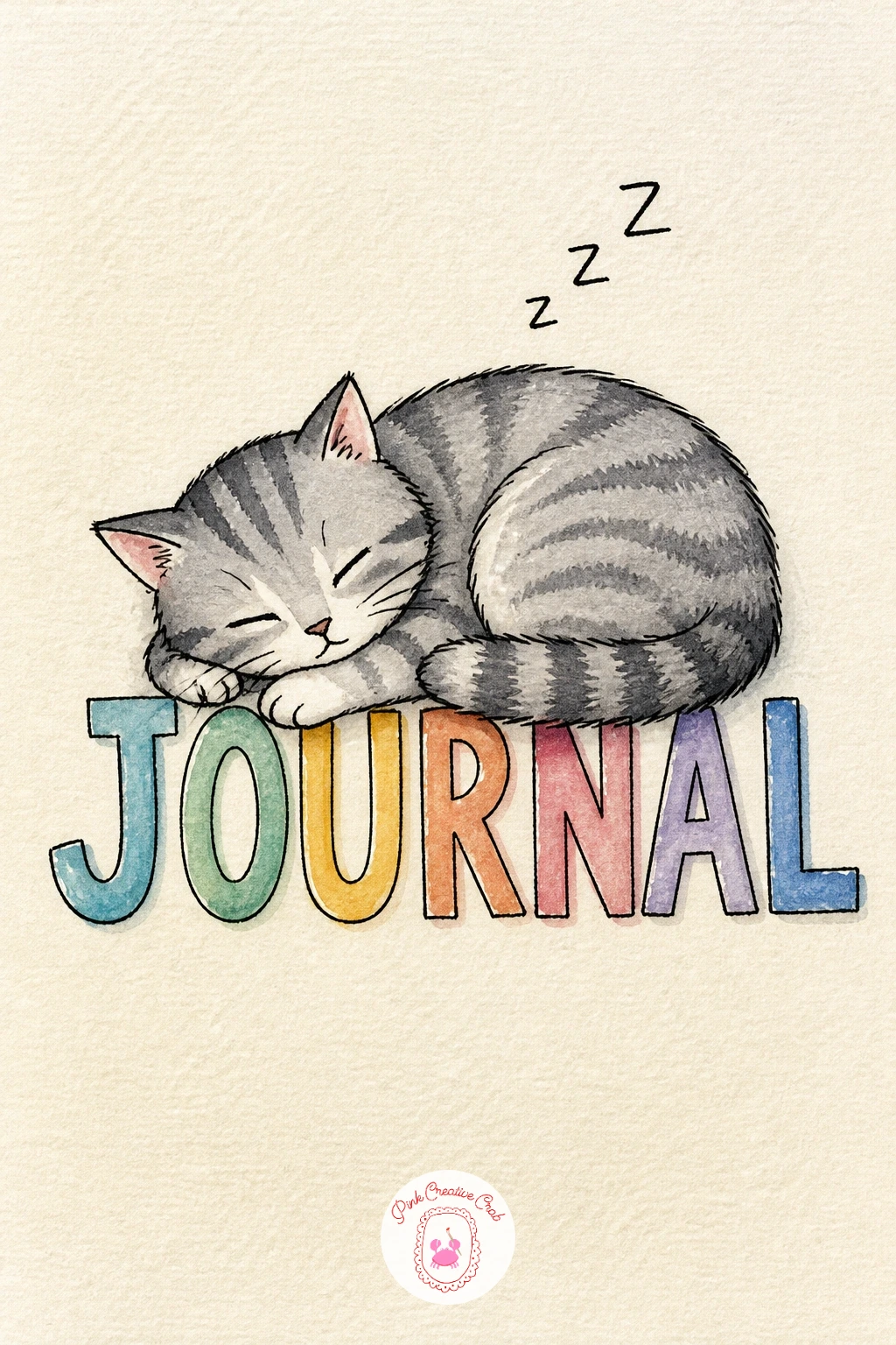 Cat Asleep on the Title — Let a sleeping cat take over the title lettering, curled right on top of the words as though it has claimed the page for a nap.