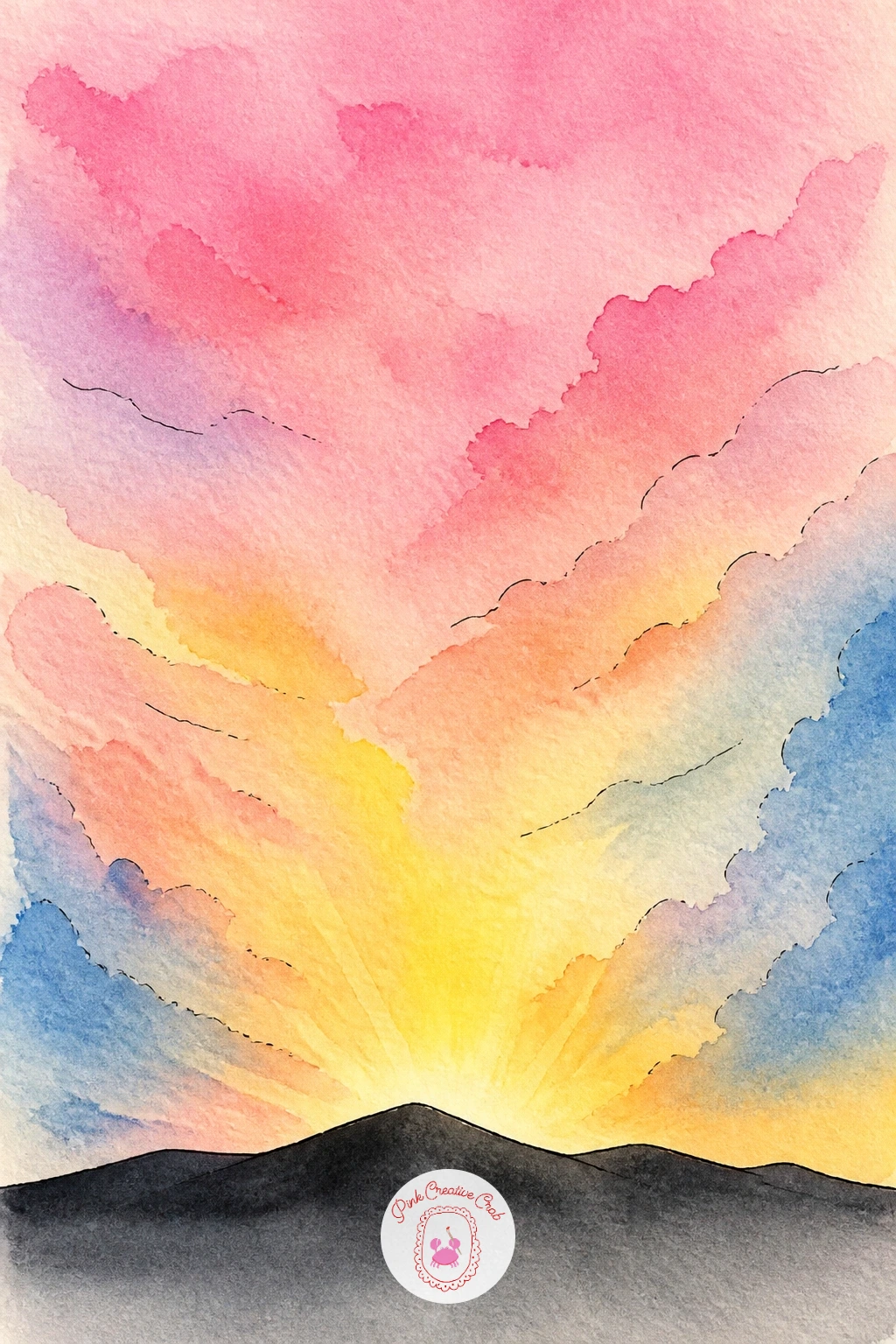 Sunrise Page — After the small characters, let a simple sunrise carry the page on color alone. Journal first page ideas
