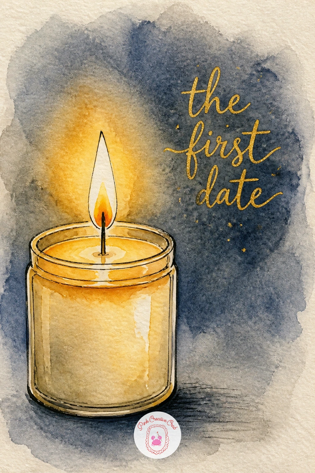 Candle and the First Date in Gold — Close the opening run of pages with a single lit candle beside the very first date, written in gold to mark the real start