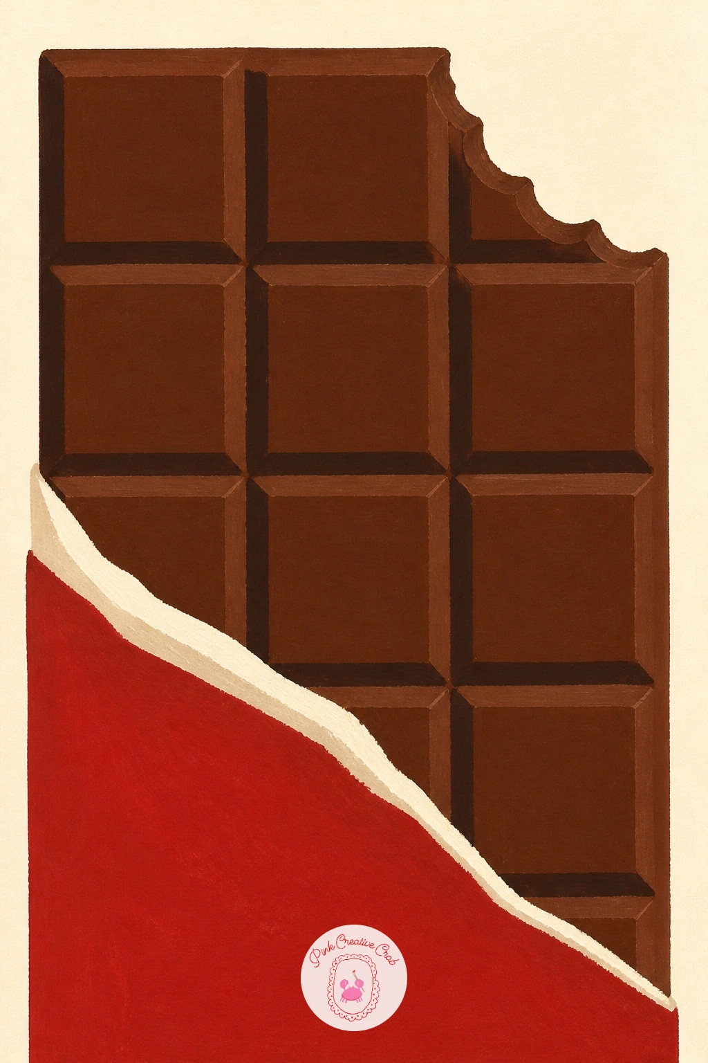 Chocolate Bar With a Bite — Switch gears to a chocolate bar with a bite taken out, a fun graphic subject since the broken edge is the whole personality of the