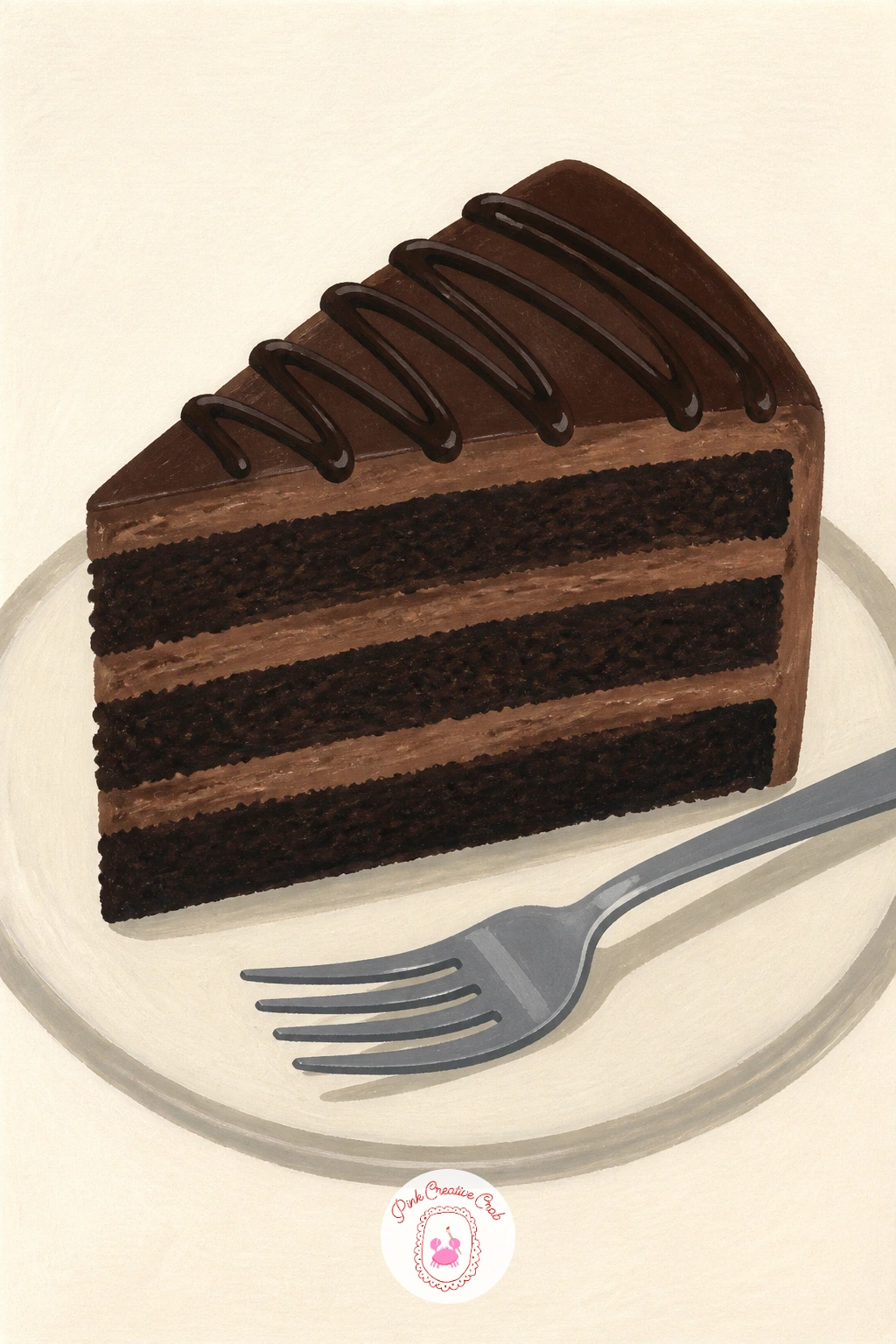 Slice of Chocolate Cake — Build up to a slice of chocolate cake now that flat shapes feel comfortable, since this subject adds layers that need to line up