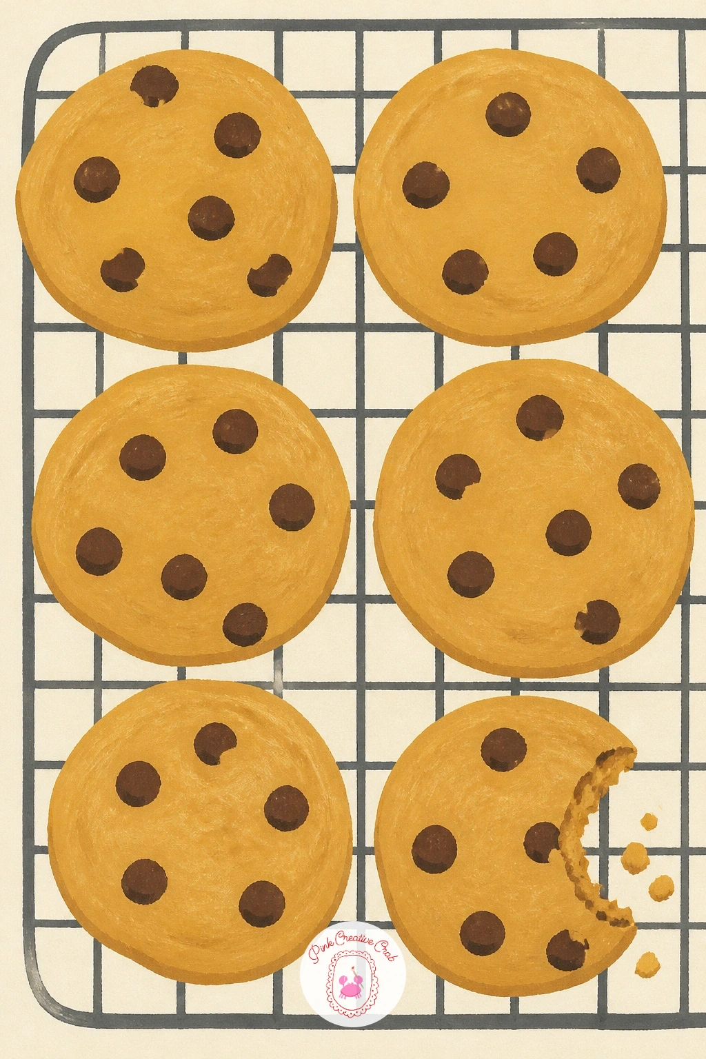 Chocolate Chip Cookies Cooling — Chocolate chip cookies cooling on a rack is a lovely next subject, since the wire rack gives you a nice geometric base to