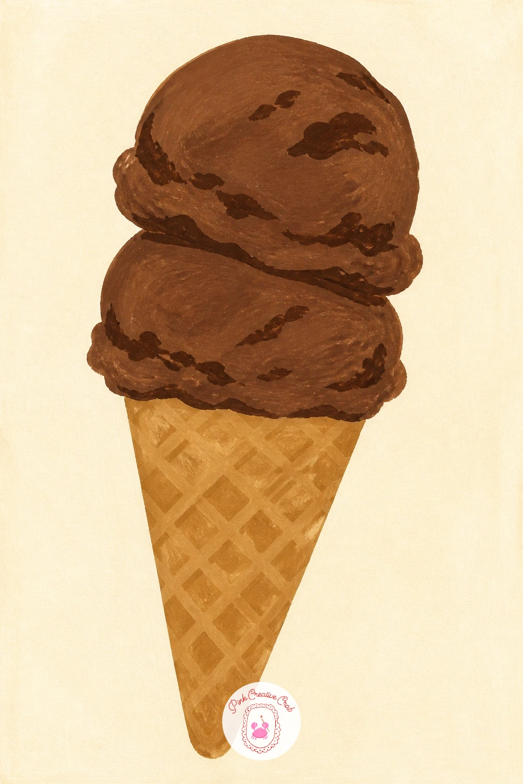 Chocolate Ice Cream Cone — A chocolate ice cream cone is a satisfying shape study, two scoops stacked with a little lean to one side so the whole thing feels