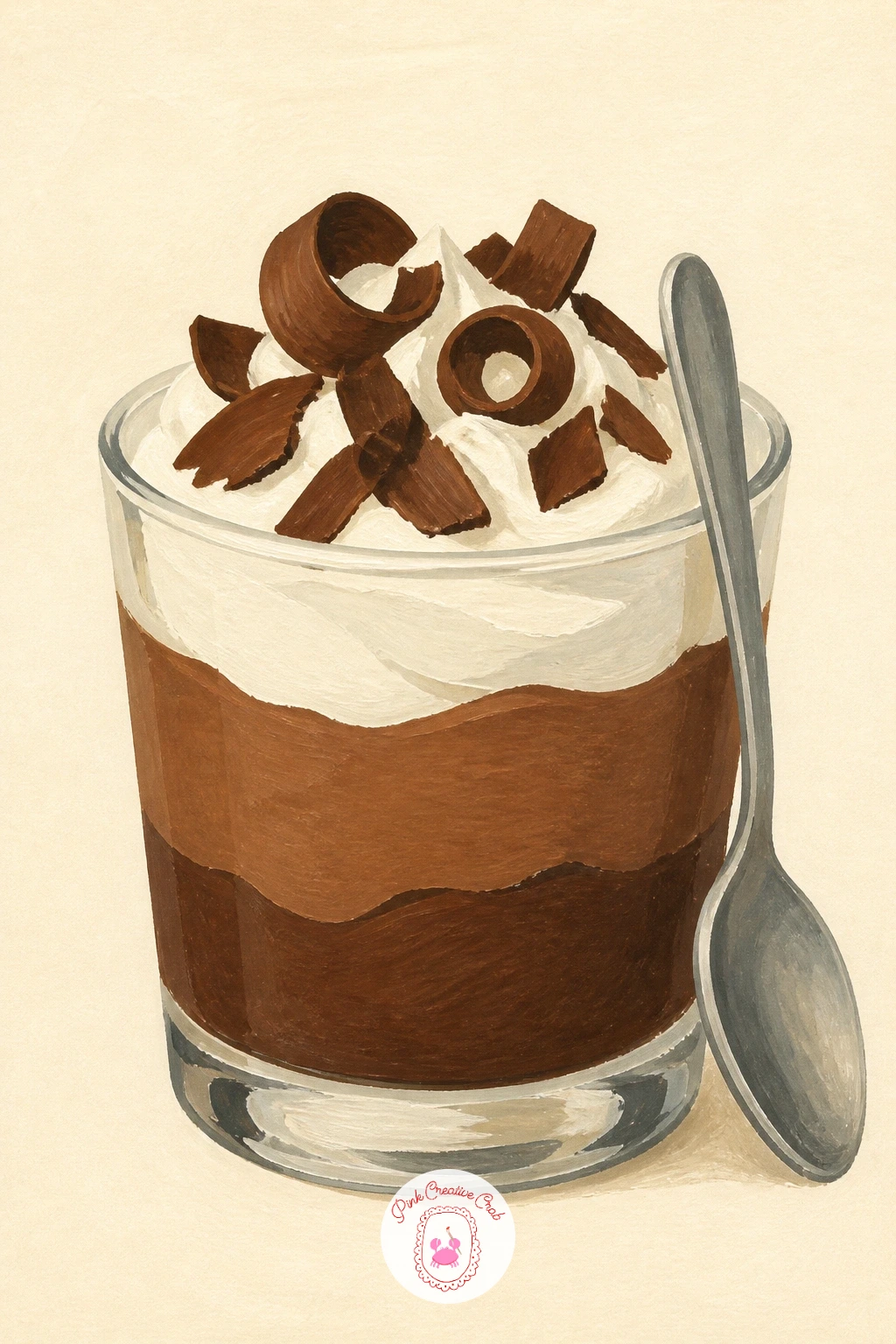 Chocolate Mousse in a Glass — A chocolate mousse in a glass is a quieter subject after the campfire, built on soft layers rather than sharp detail. Chocolate