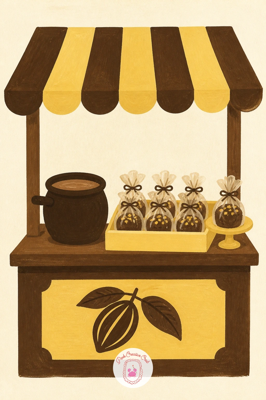 Cocoa Stall at a Village Market — A cocoa stall at a village market is the most involved scene on this list, so plan it in simple blocks before adding any