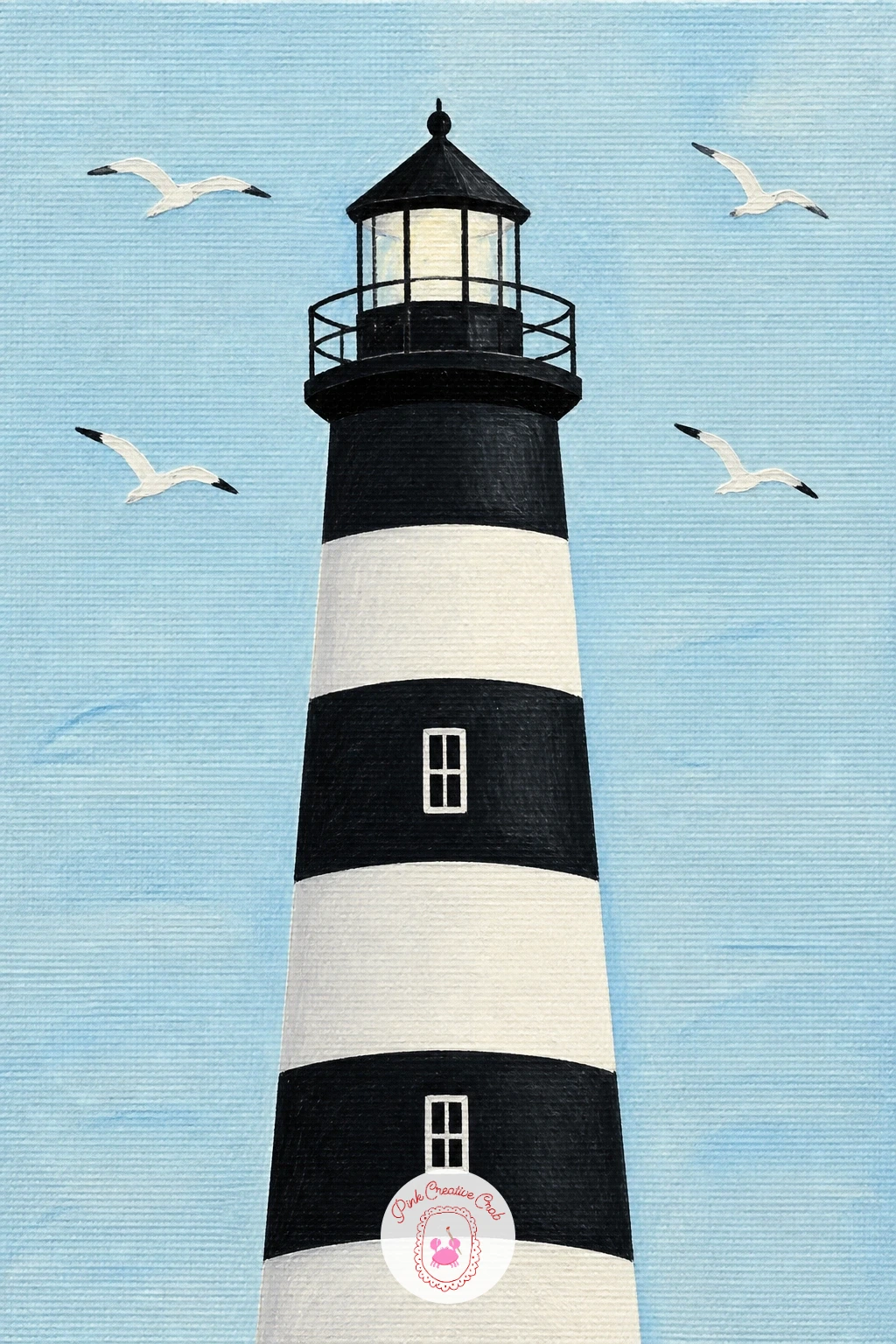 Striped Lighthouse With Seagulls — Bring in some life above the tower with a striped lighthouse with seagulls, which is really the red and white lighthouse