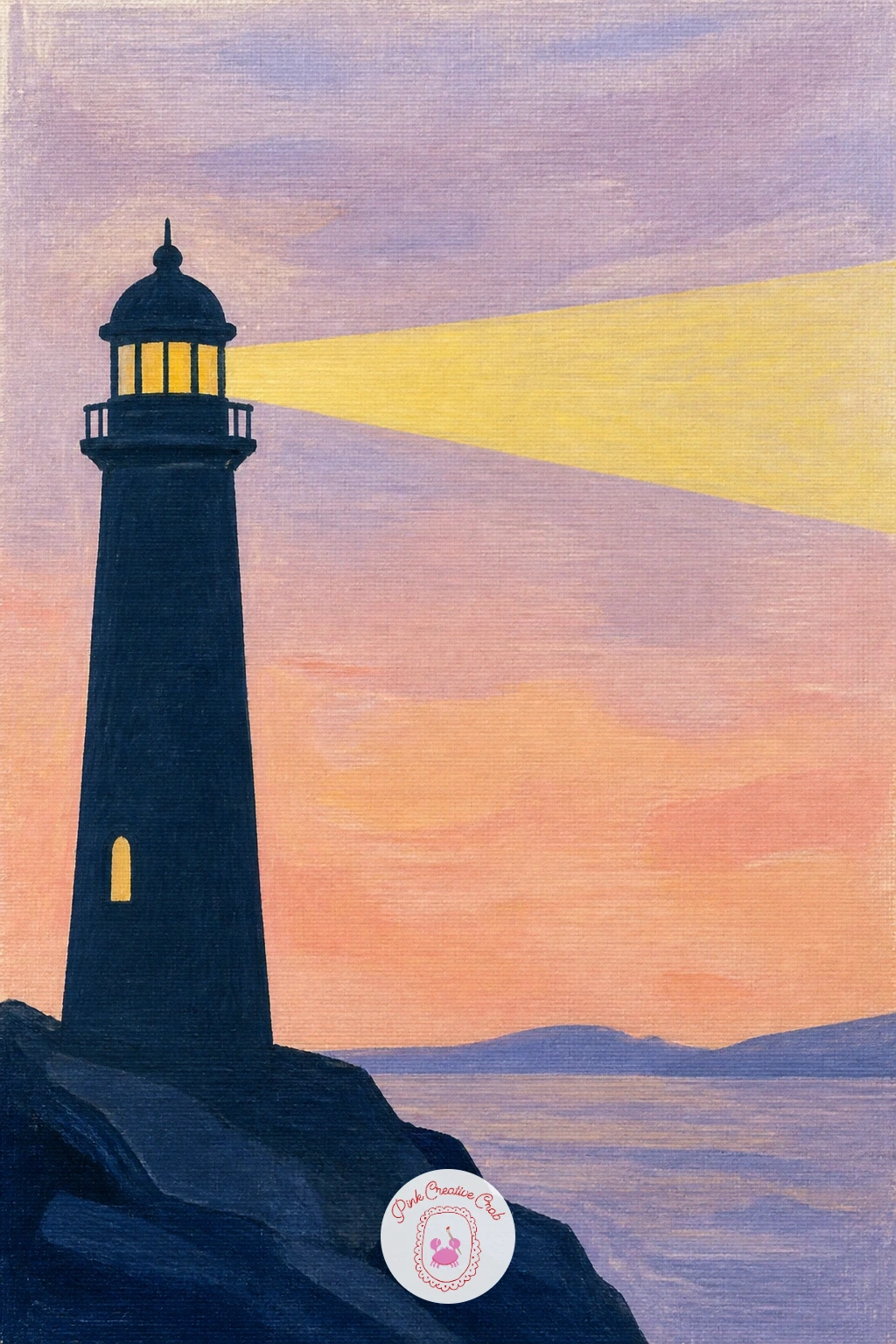 Lighthouse Beam on a Pale Dusk Sky — Focus entirely on light for this one: a lighthouse beam on a pale dusk sky is less about the building and more about the