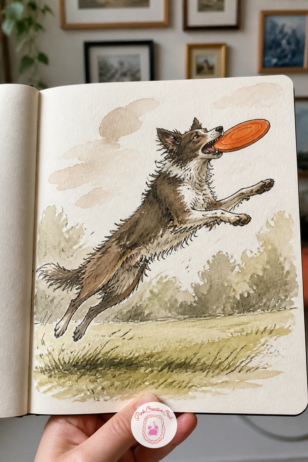 A Dog Catching a Frisbee — A dog catching a frisbee is one of the liveliest park moments you can put on a page, so let the whole pose lean into that energy.