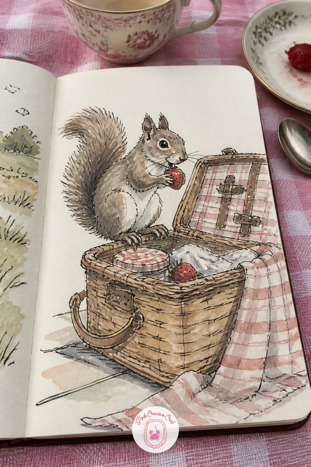 A Picnic Basket Raided by a Squirrel — A picnic basket raided by a squirrel turns an ordinary still life into a tiny story, which makes it an easy one to enjoy