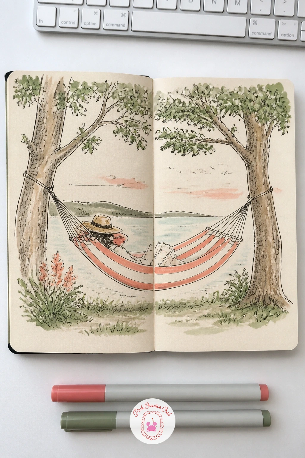 A Hammock Between Two Trees — A hammock between two trees is a relaxed subject that rewards a loose, unhurried hand, fitting for the lazy mood it shows.