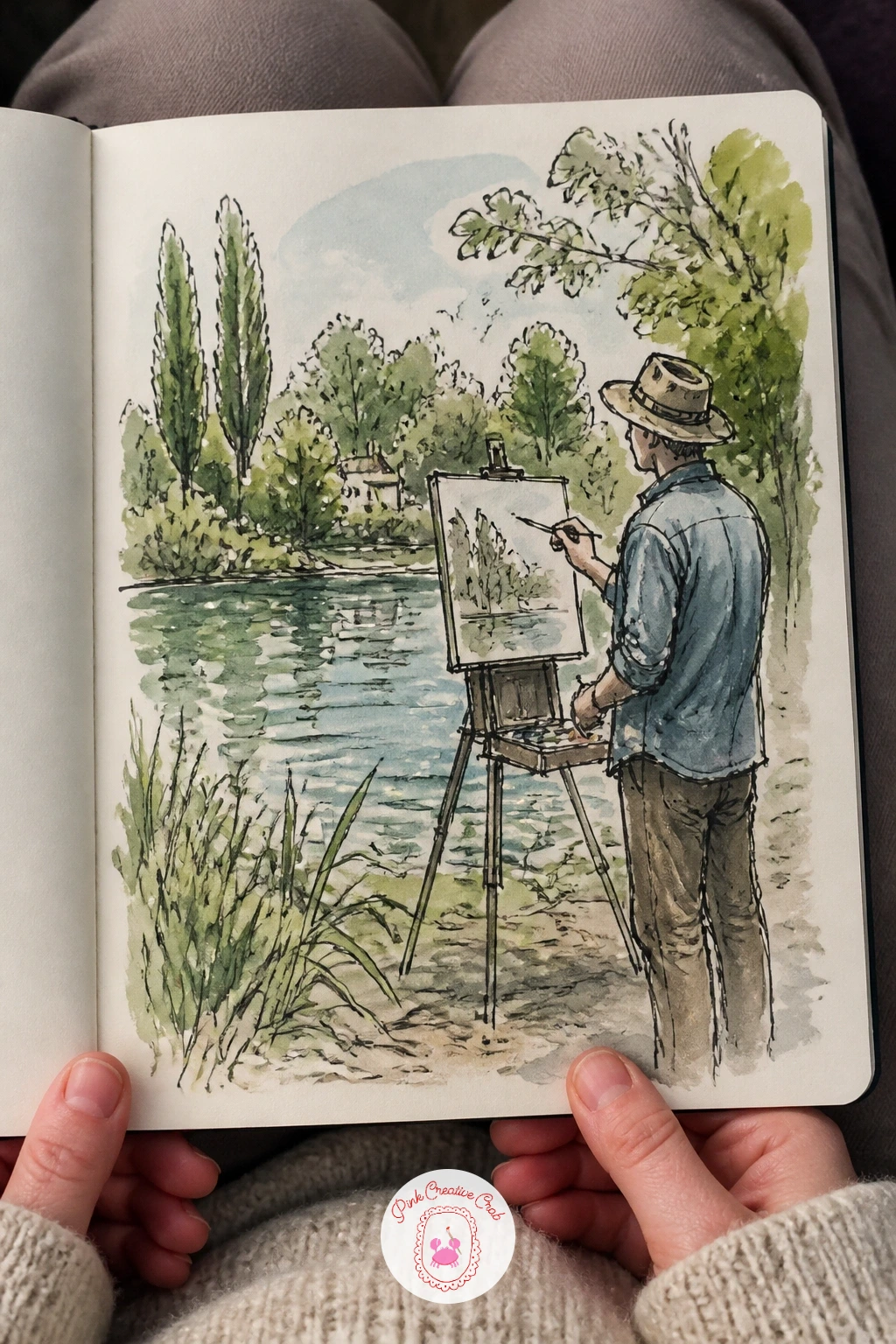 A Painter at an Easel by the Water — A painter at an easel by the water lets you draw a scene within a scene, which is a satisfying little trick for a