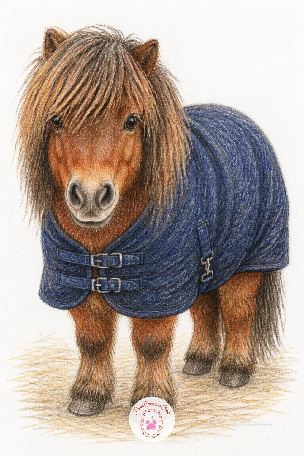 Shetland Pony in a Blanket — Slow the pace back down with a shetland pony in a blanket, a shape made almost entirely of round, soft curves. Pony drawing