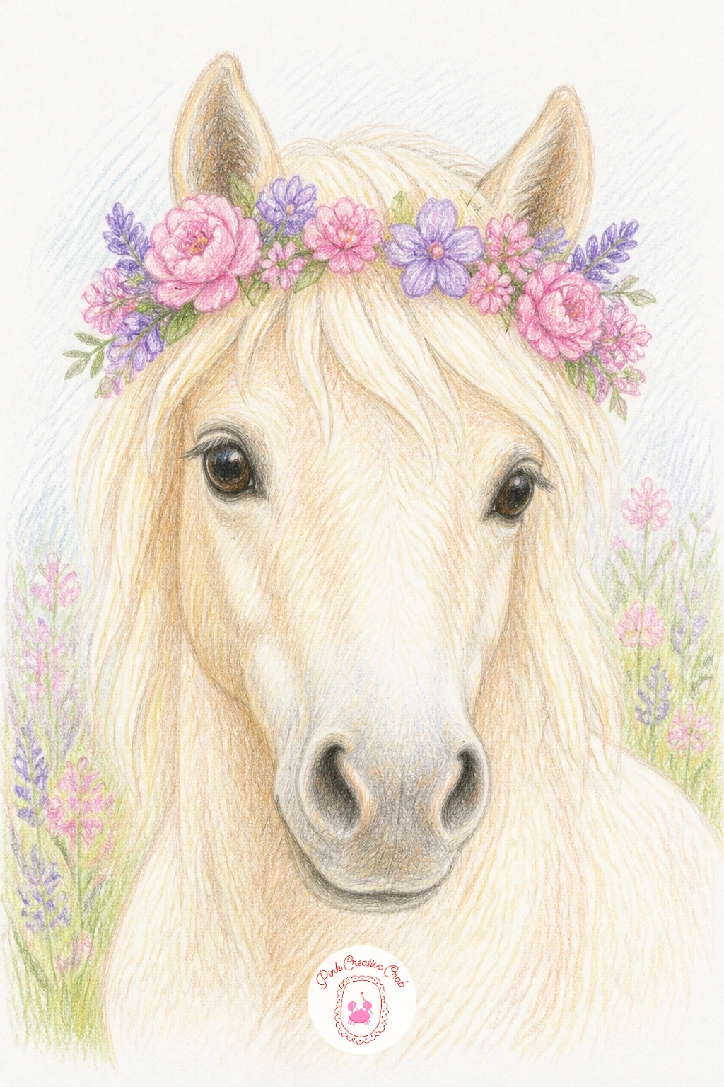Pony in a Flower Crown — Carry the softness forward into a pony in a flower crown, which sits somewhere between the braided mane idea and a daisy meadow. Pony