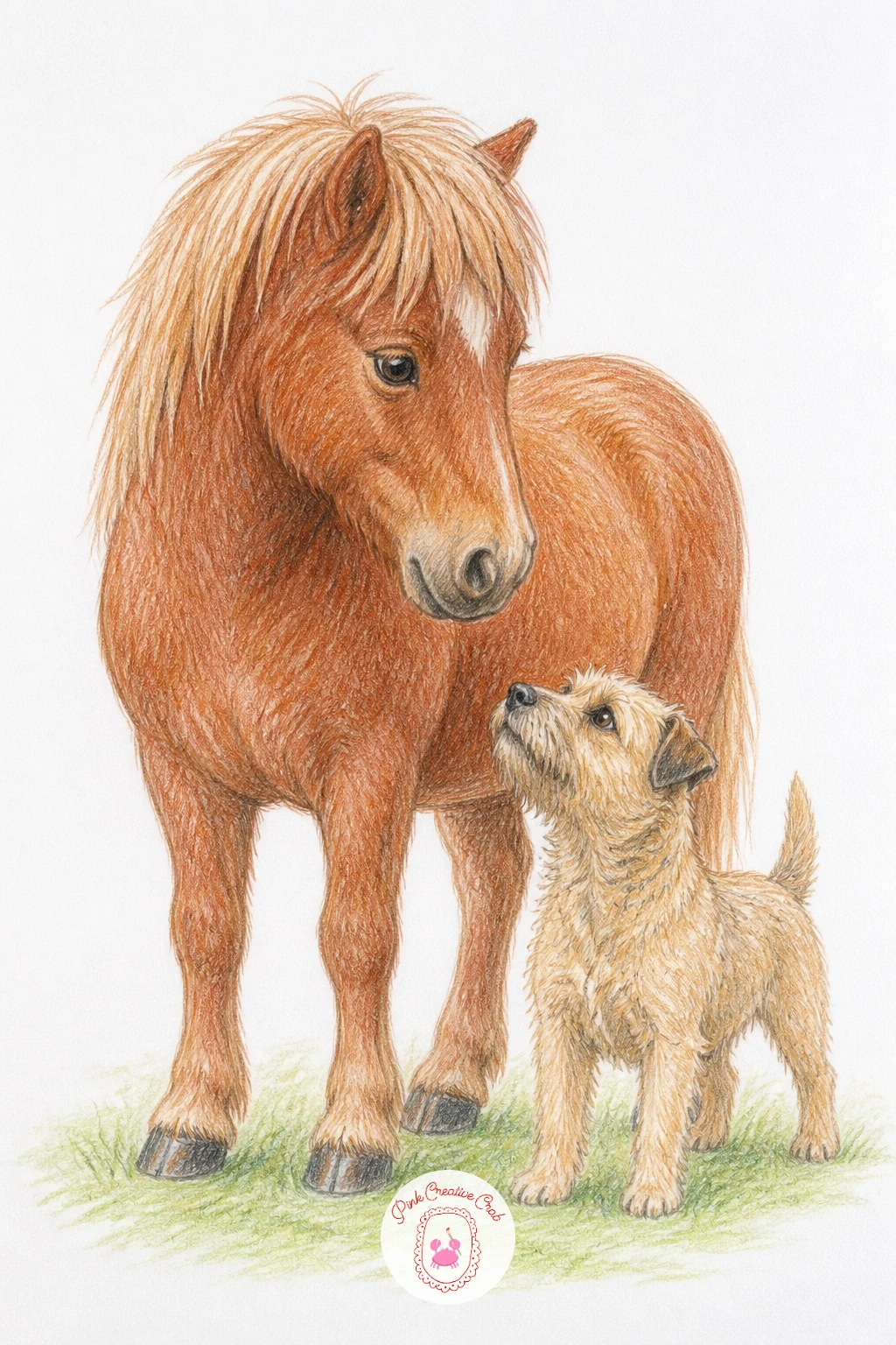 Pony and a Dog — Bring a second animal in with a pony and a dog, a friendship scene that works well as a simple side by side composition. Pony drawing