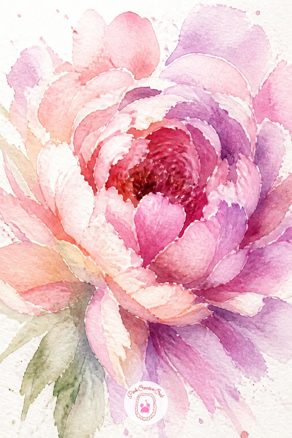 A Single Loose Peony — Peonies reward a slow, generous brush, so give this one the whole middle of your page. Loose watercolor flowers