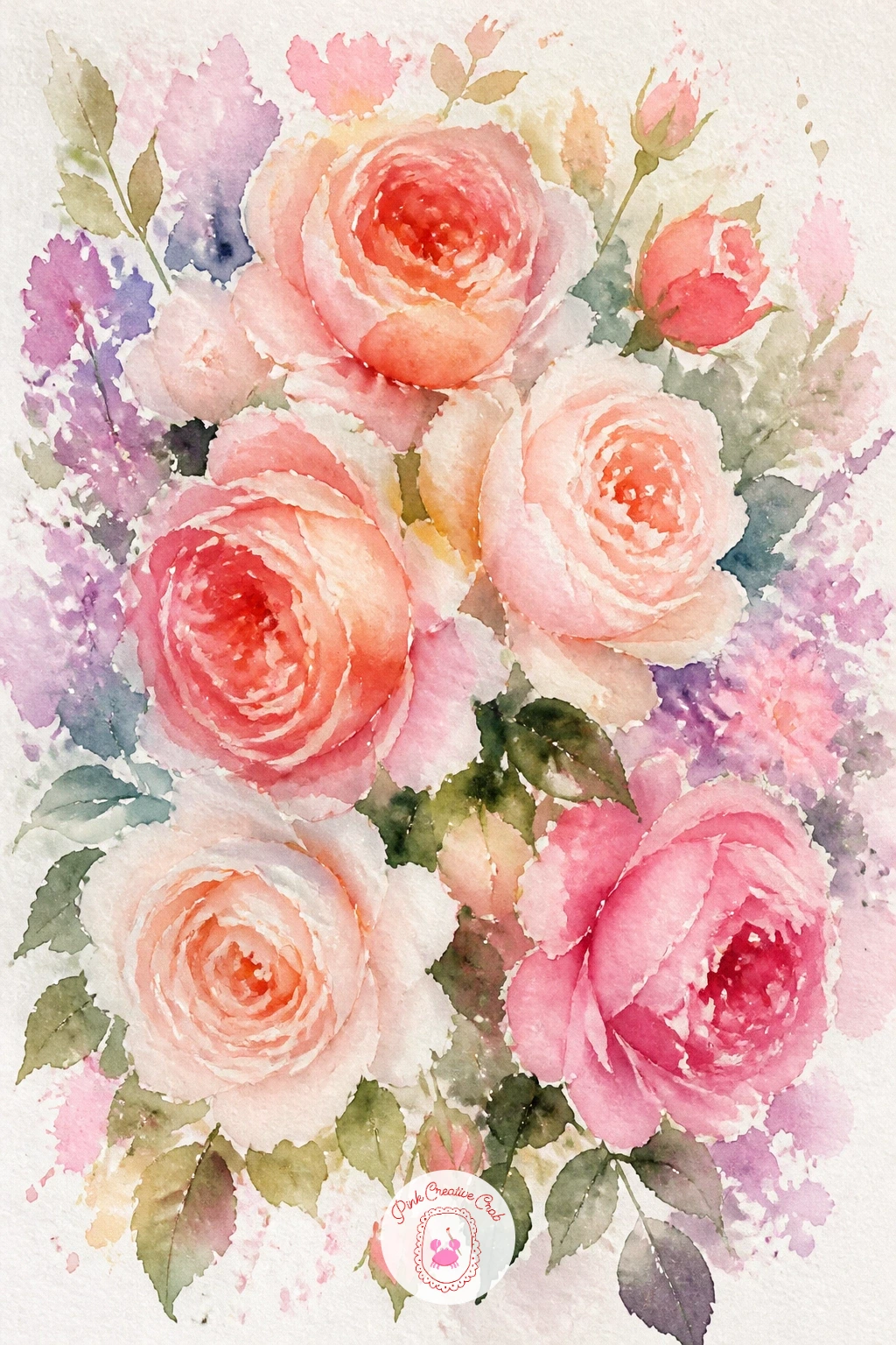Loose Garden Roses in a Bunch — Garden roses make a forgiving first subject because every petal can wobble and still read as a rose. Loose watercolor flowers