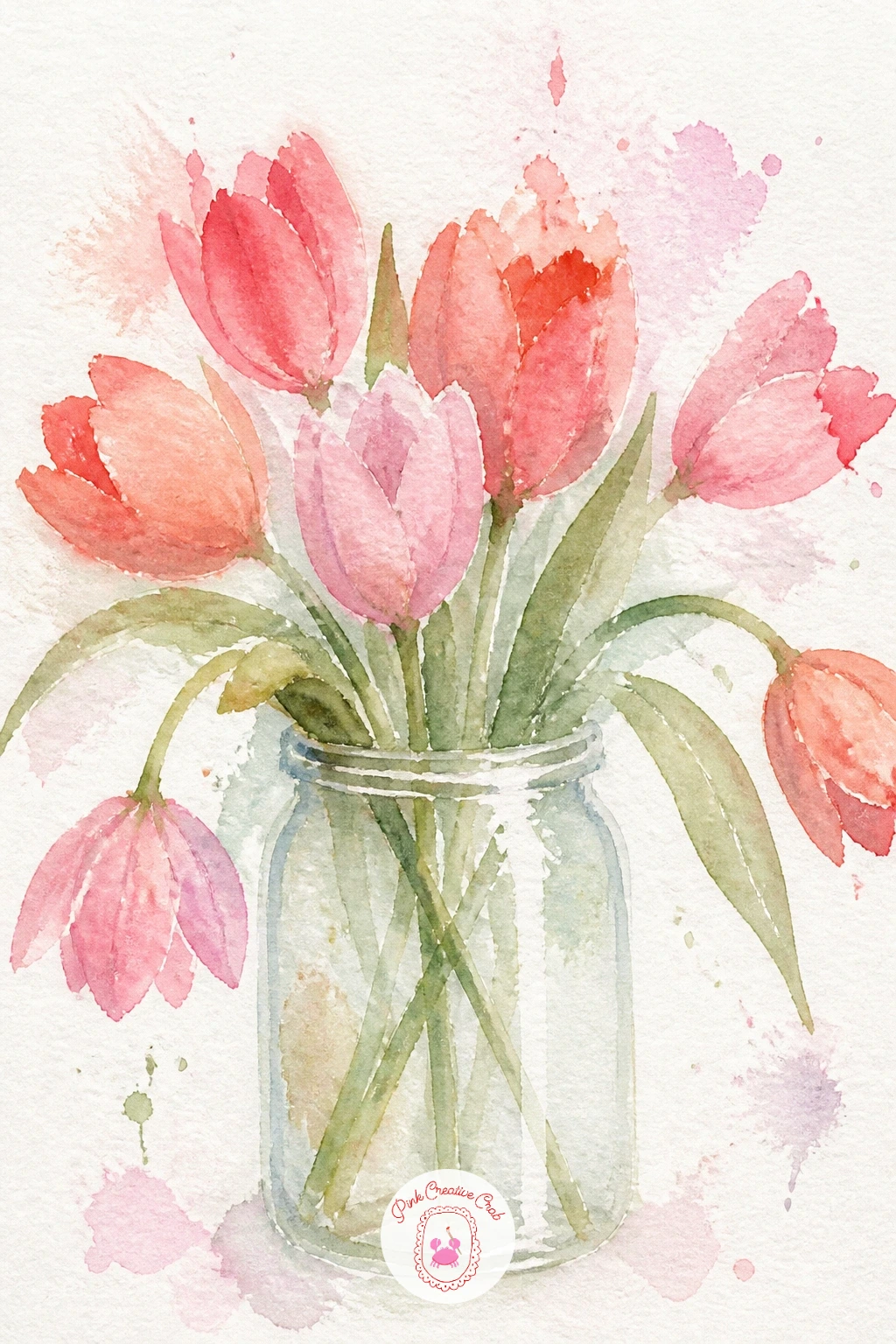 Loose Tulips in a Jar — Tulips are basically simple curved teardrops, which makes them a relaxing follow-up to the peony. Loose watercolor flowers