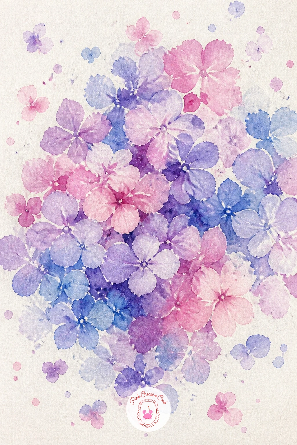 Loose Hydrangea Clusters — Hydrangeas are really just a crowd of tiny four-petal flowers painted as one soft mass, which makes them surprisingly quick for how