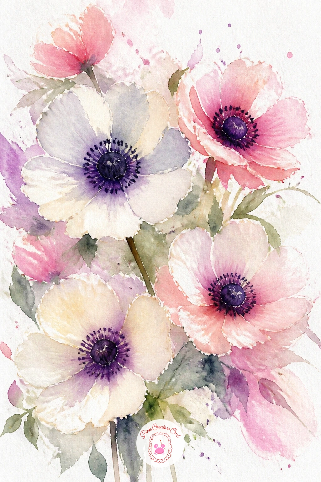 Loose Anemones With Dark Centers — Anemones get their drama from contrast, so this one is really about where the light and the dark sit against each other.