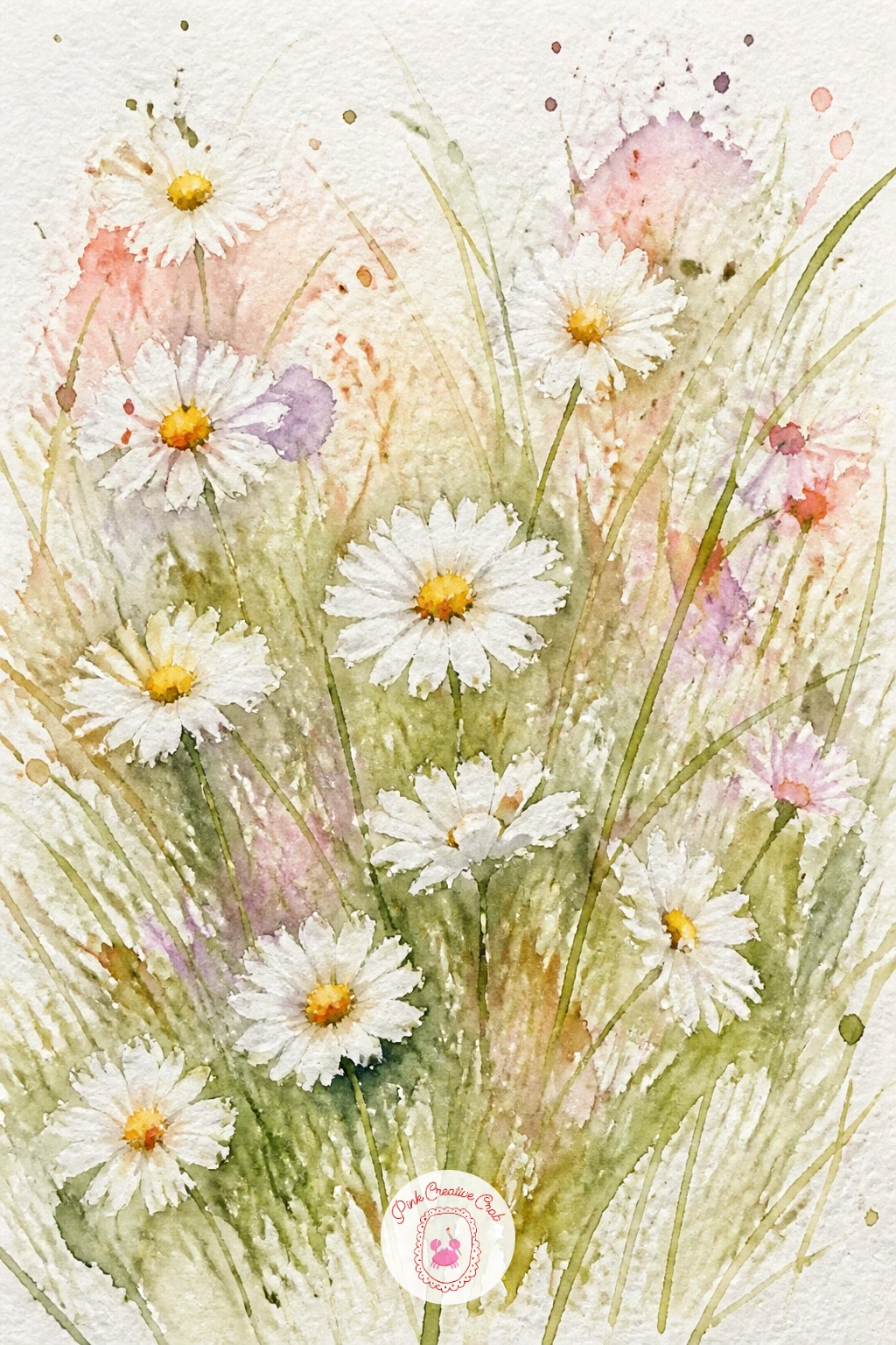 Loose Daisies in Grass — Daisies are a gentle subject to settle into after the fussier petals of the last few ideas, since a simple ring of white petals around