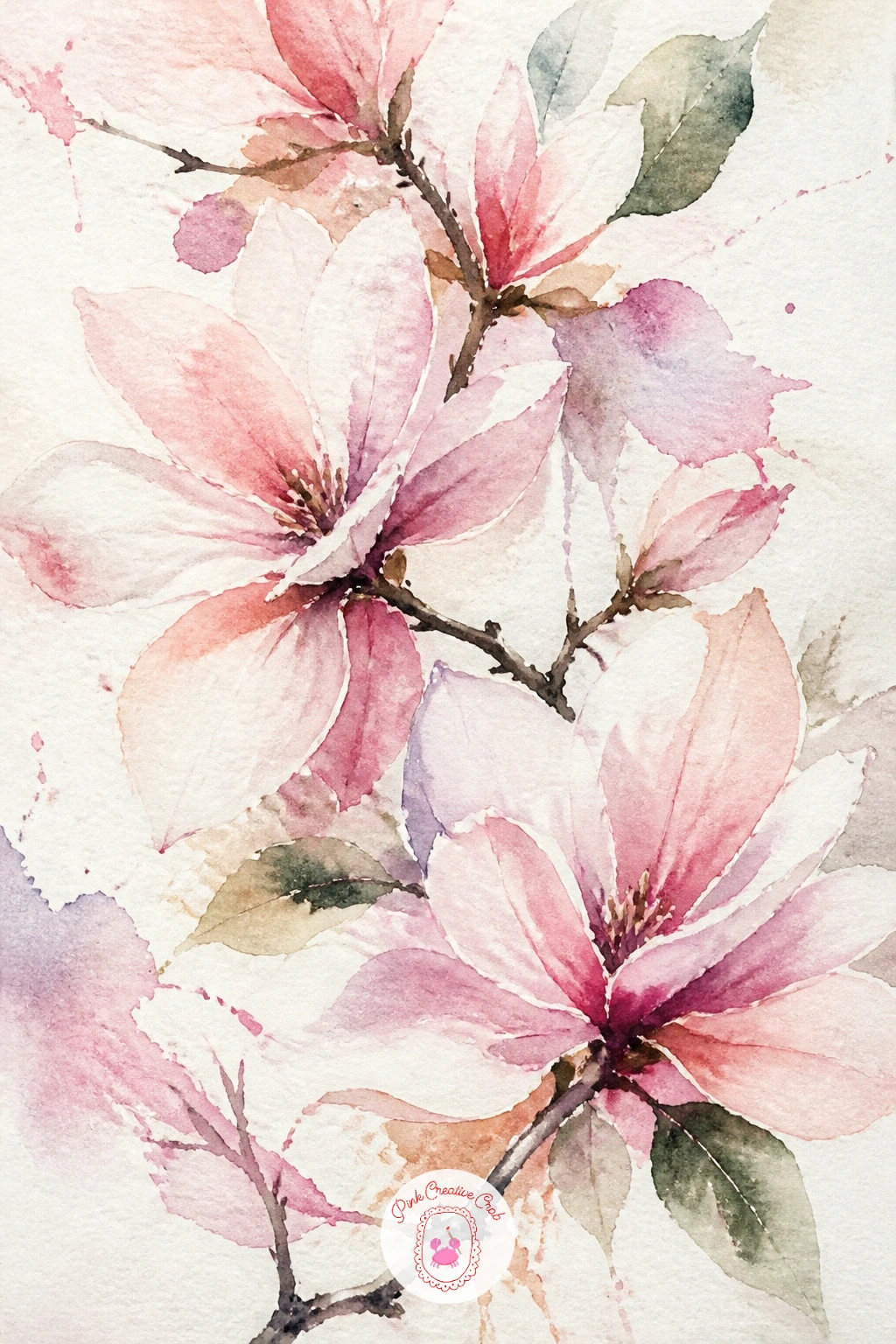 Loose Magnolia Branch — A magnolia branch earns its page by going big, so give the flowers room and keep the branch itself quite small by comparison. Loose