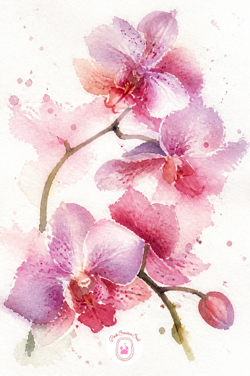 Loose Orchids — Orchids have a distinctive open shape with one larger lower petal, so sketch that asymmetry lightly in pencil before you pick up a brush if