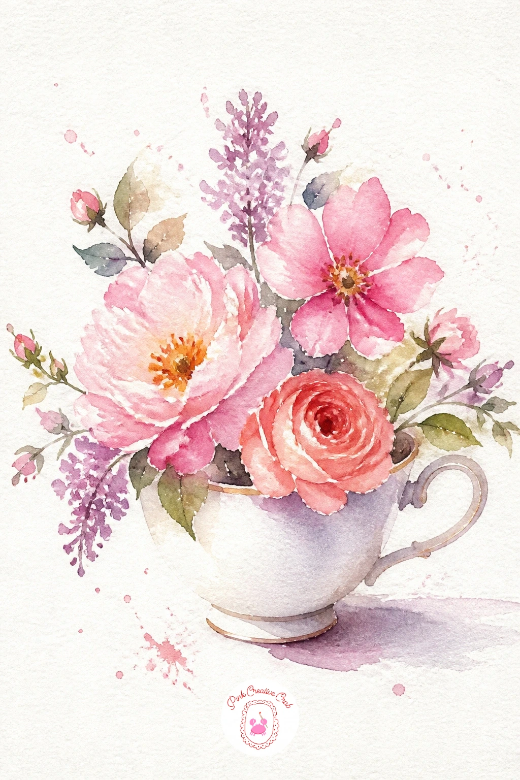 Loose Flowers in a Teacup — A teacup bouquet works well as a smaller, cozier page after some of the larger subjects above. Loose watercolor flowers
