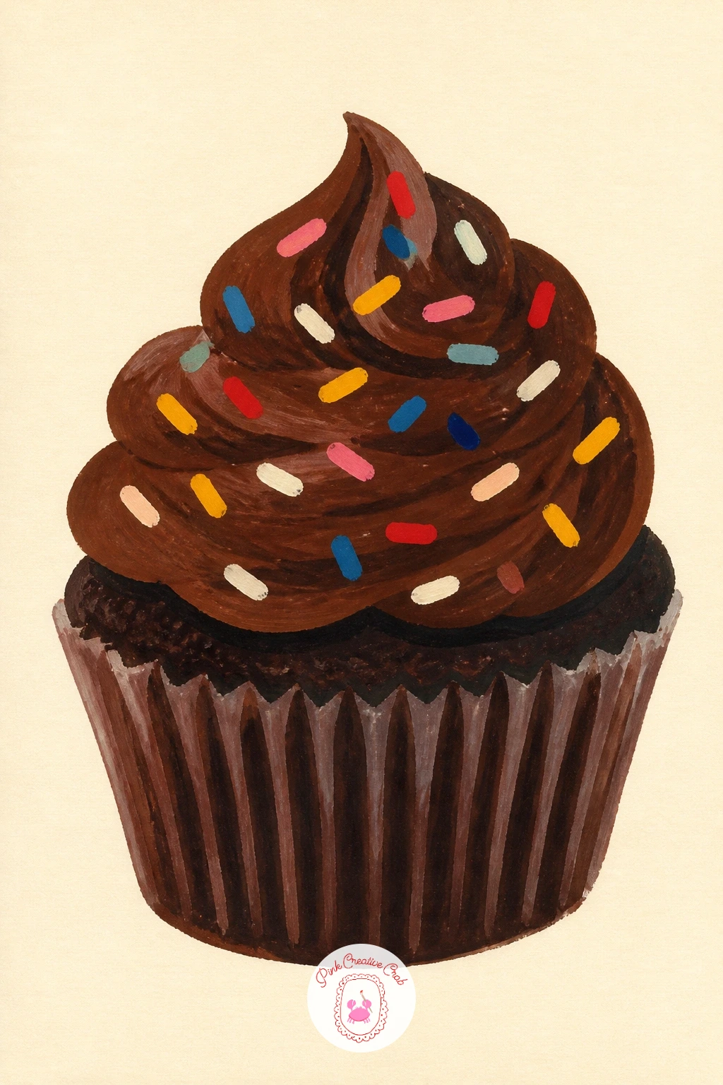 Chocolate Cupcake With Sprinkles — A chocolate cupcake with sprinkles is the perfect subject for practicing confident flat color, since there is only one
