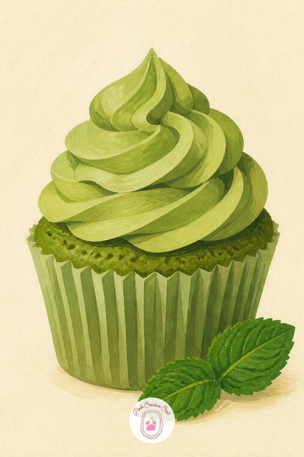 Matcha Cupcake With Mint Leaves — Matcha cupcakes bring a calmer green palette into the mix, so this is a nice place to pause and think about where the light