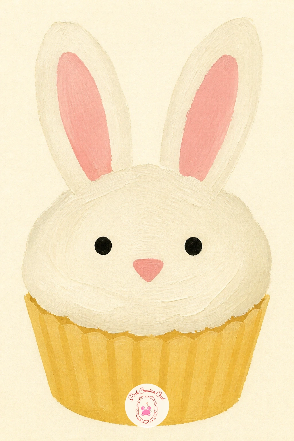 Bunny-Face Cupcake — Switch gears with a bunny-face cupcake, a playful character subject that still only needs basic shapes. Cupcake drawing