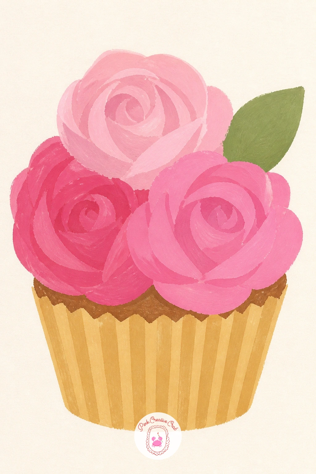 Cupcake With Piped Roses — Piped roses push the frosting challenge further, since now the swirl is actually several small rose shapes clustered together.
