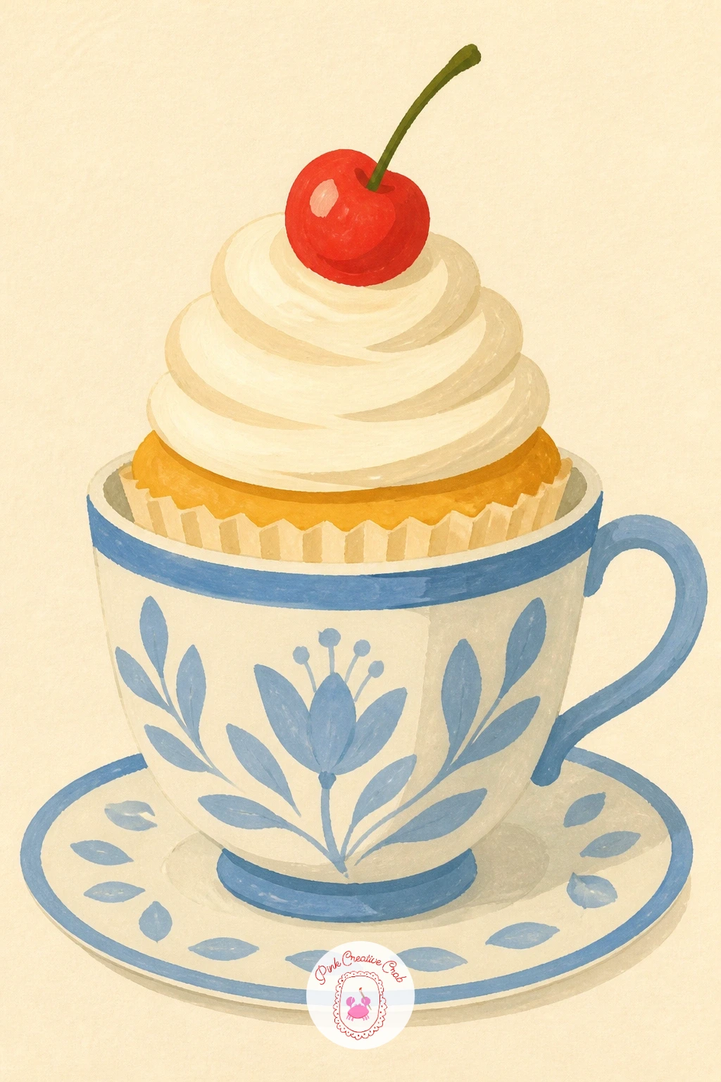 Cupcake in a Teacup — Set a cupcake in a teacup for a charming change of container, which means thinking about how the cup's curved rim frames the wrapper