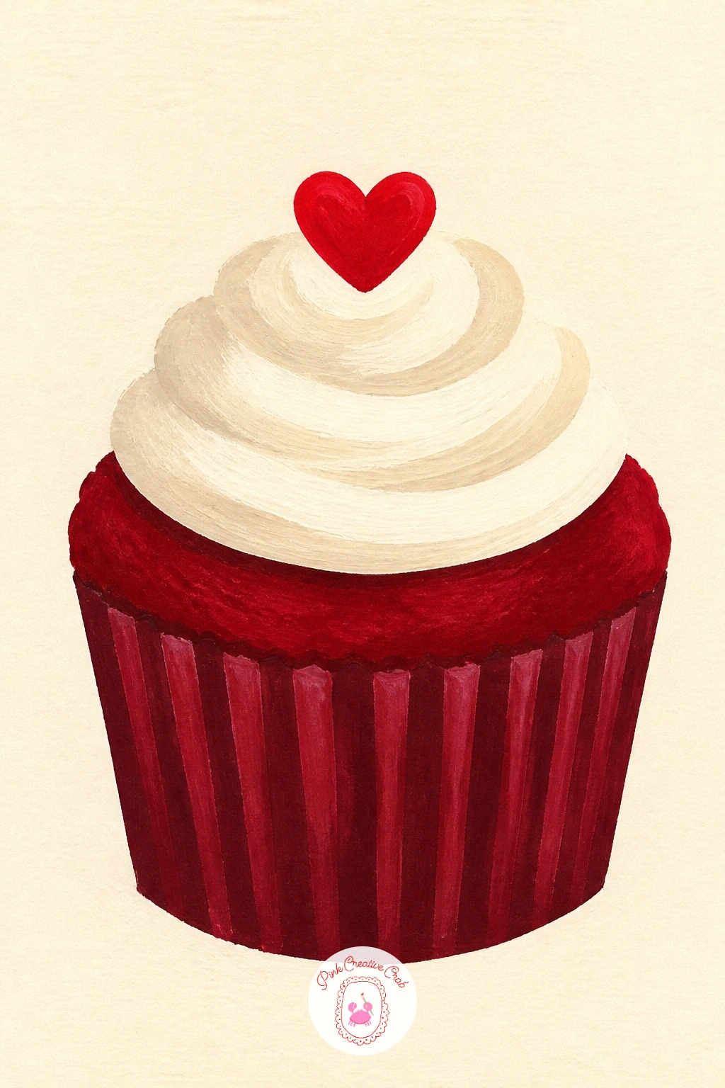 Red Velvet Cupcake With a Heart — A red velvet cupcake with a heart turns the trendy cherry-red accent into the whole color story. Cupcake drawing