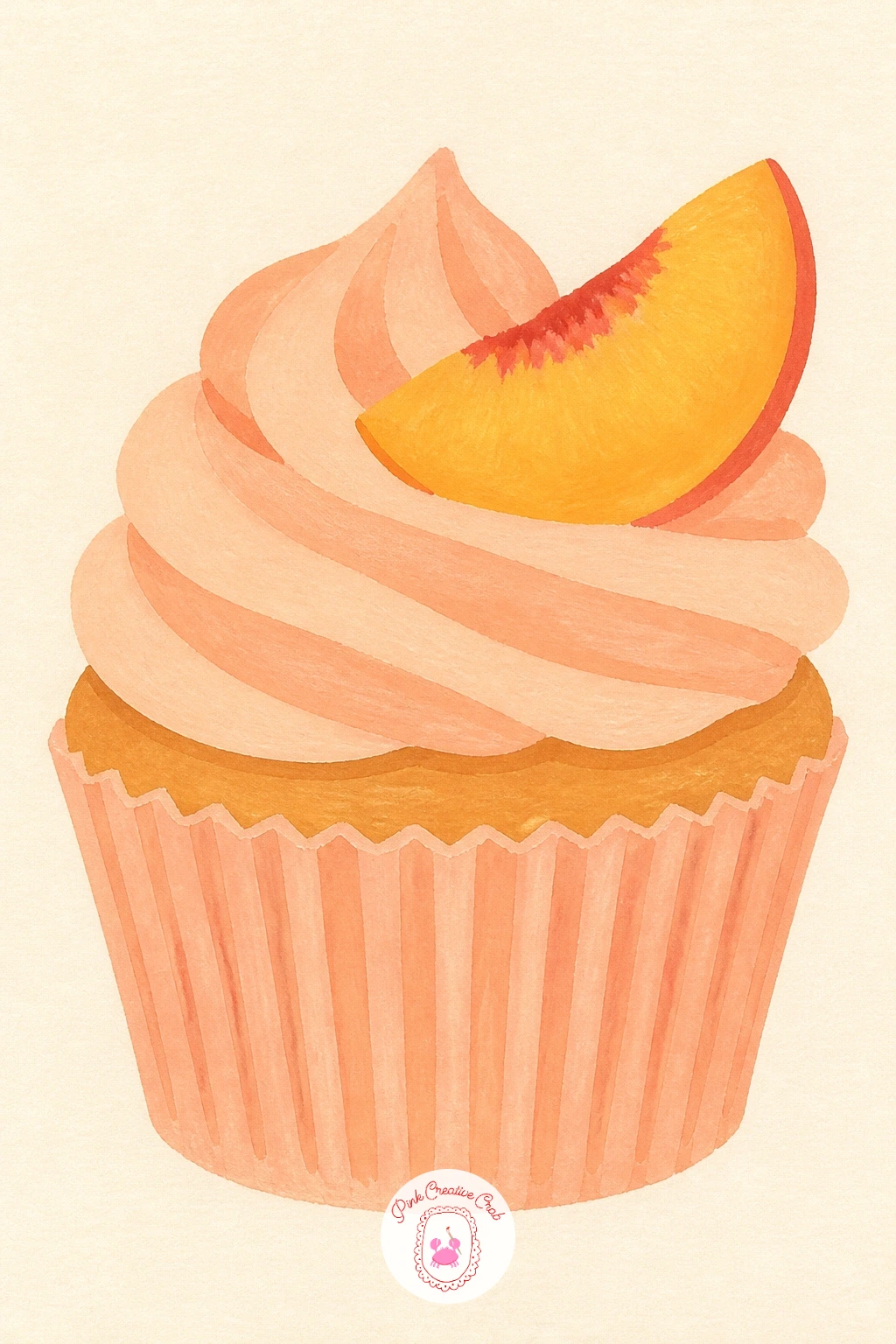Peach Cupcake — A peach cupcake is a quiet palette study, built entirely from soft warm tones with no strong accent color at all. Cupcake drawing